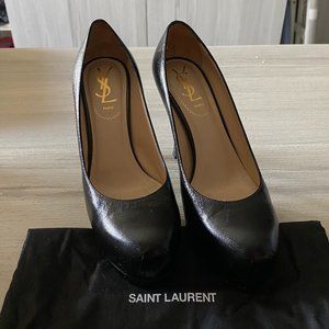 YSL Tribute Black Patent Leather Pumps